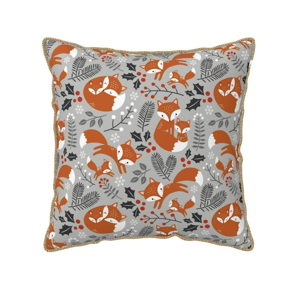 Zufioo Vintage Blue Fox Family A Print Velvet Border Throw Pillow Cover, Zipper Throw Pillow Protector for Cushions Sofa Bedroom Home Decorations-20"x20"