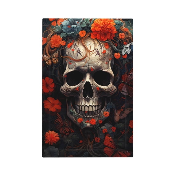 Zufioo Vintage Butterfly Flower Skull Print Switch Wall Plate, Dustproof and Heat-resistant Decorative Wall Switch Cover, Suitable for Residential and Commercial Areas-Mid-size