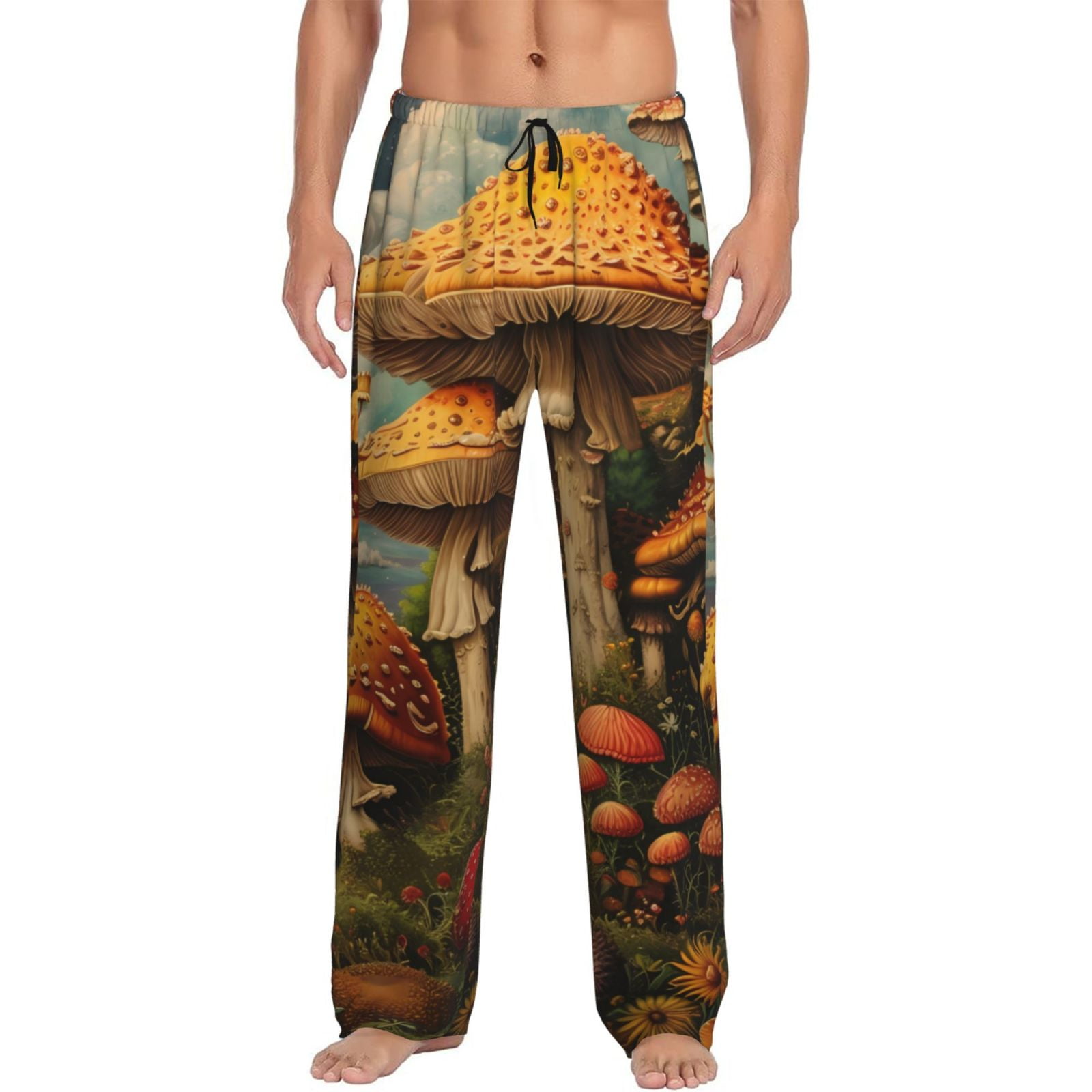 Zufioo Vintage Cloud Mushroom Mens Pajama Pants Sleep & Lounge Pants