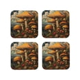 thumbnail image 1 of Zufioo Vintage Cloud Mushroom Print Leather Coaster Set, Decorative PVC Coasters 4-pack - Scald and Stain-resistant, Suitable for Home, Cafes, Restaurants-Square, 1 of 6