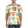 thumbnail image 1 of Zufioo Vintage Cup Print Men's Baseball Short Sleeve, Moisture Wicking Button-Down Hip Hop Tee-3X-Large, 1 of 7
