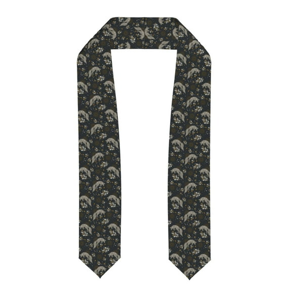 Zufioo Vintage Moon with Plants and Fox Print Graduation Shawl Ribbon, Graduation Ribbon for Male and Female Graduates-Flattened