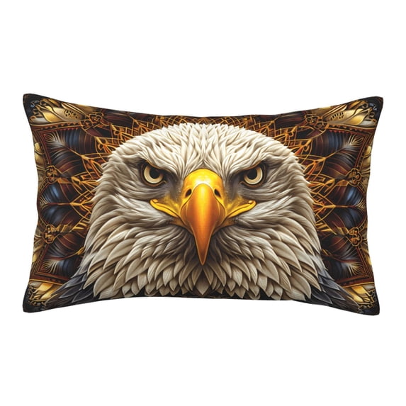 Zufioo Vintage Pattern Bald Eagle Print Double-sided Plush Pillow Cover,Decorative Pillow Protector without Pillow Core, Suitable for Sofa, Bedroom, Car-20"x30"