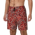 Zufioo Vintage Red Paisley Mens Swimsuit Trunks with Compression Liner