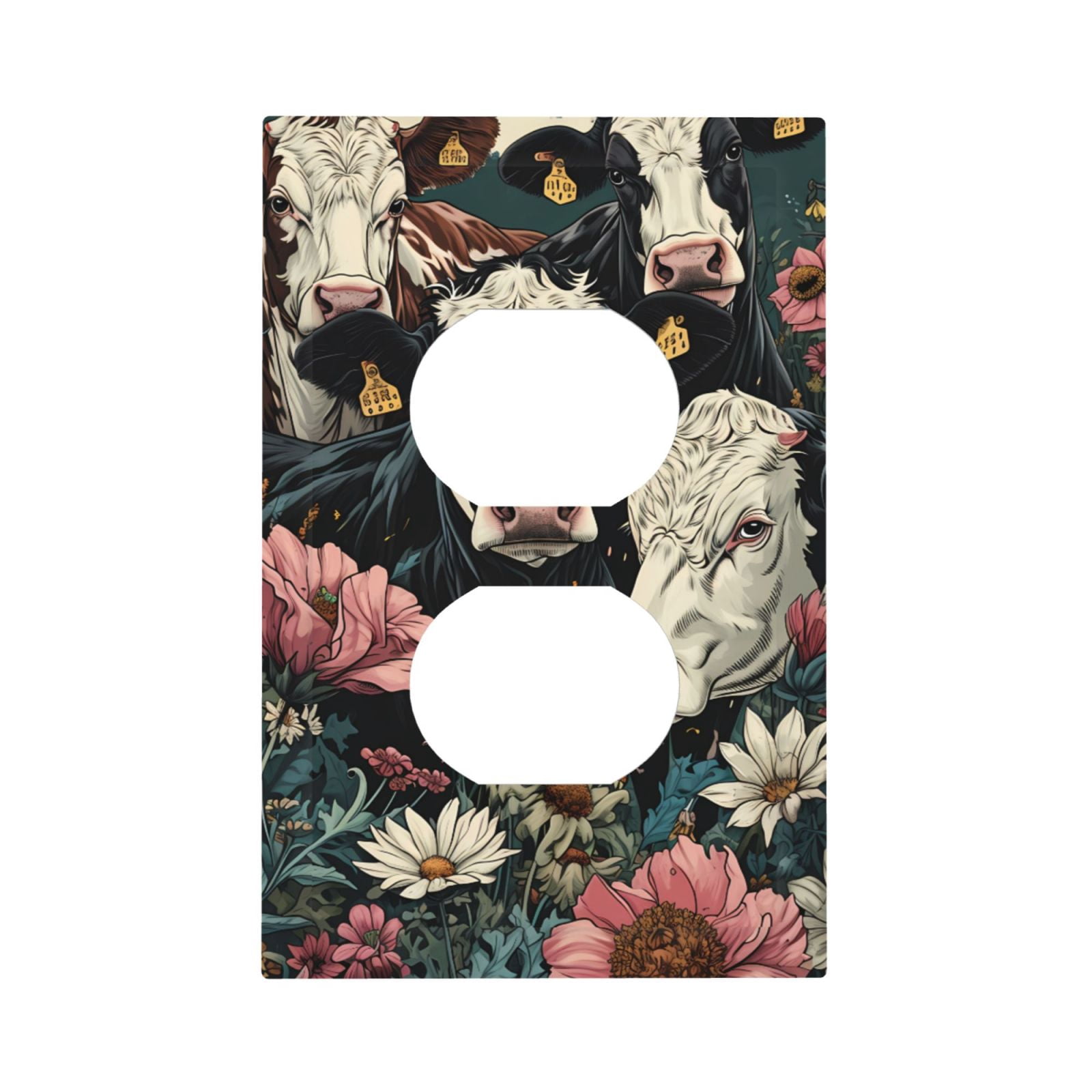 Zufioo Vintage Sunflower Cow Print Switch Wall Plate, Dustproof and ...