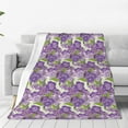 Zufioo Violets Flowers Fleece Blanket Queen Size,Plush Bed Blanket