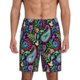 thumbnail image 1 of Zufioo Watercolor Floral Paisley Print Men's Short Pajamas, Home Wear Pocket Summer Pajamas-Large, 1 of 6