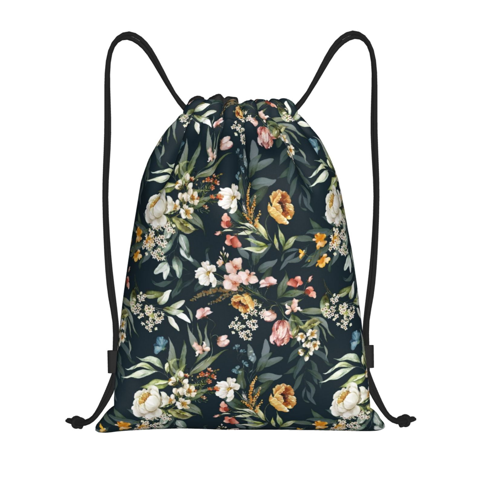 Zufioo Watercolor Floral Sports Cinch Sack Gym String Bags Machine ...