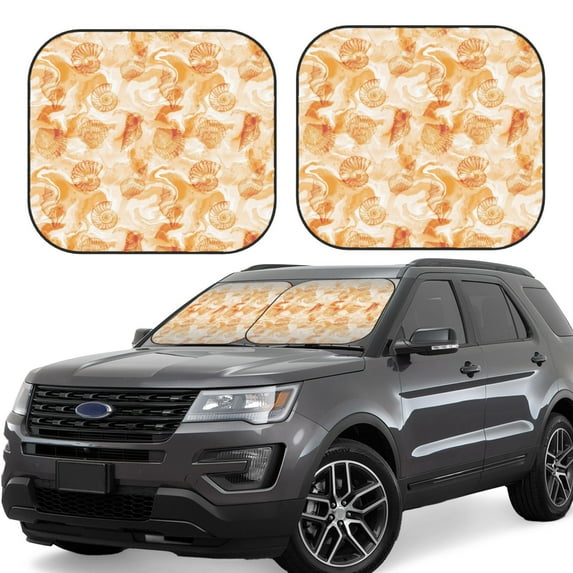 Zufioo Watercolor Sea Shells Print Folding Car Windshield Sun Visor, Anti-ultraviolet Sun Visor, Suitable for Trucks, Vans Car Accessories-Medium