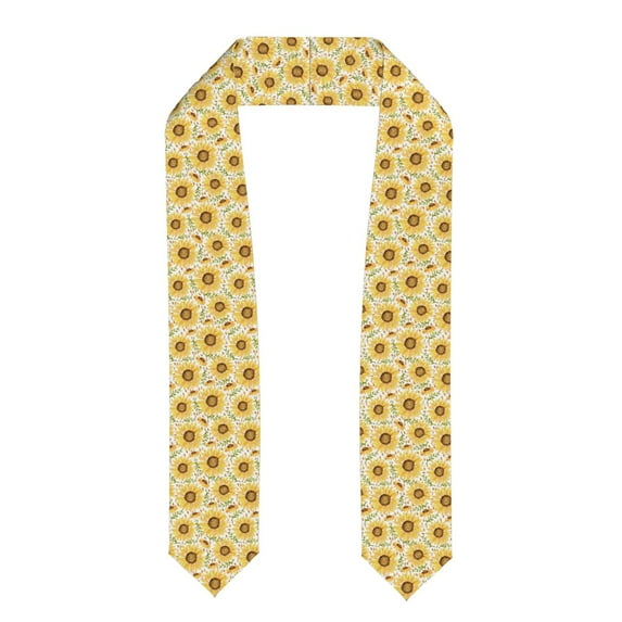 Zufioo Watercolor With Sunflowers Print Graduation Shawl Ribbon, Graduation Ribbon for Male and Female Graduates-Flattened