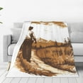 Zufioo Western Cowboy Countryside Fleece Blanket Queen Size,Plush Bed