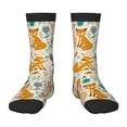 thumbnail image 1 of Zufioo Whimsical Fox Floral Garden Print Children's Mid-tube Socks, Contrast Color High Elastic Sports Socks - Sweat-absorbent, Warm, Suitable for Children Aged 6-10, 1 of 5