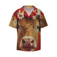 thumbnail image 1 of Zufioo White And Red Daisy Cow Print Mens Button Down Short Sleeve Shirt,Classic Plaid Shirt,Mens Accessories Fashion Shirt-4X-Large, 1 of 6
