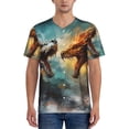 thumbnail image 1 of Zufioo White And Red Sketch Dragon Print Men's Baseball Short Sleeve, Moisture Wicking Button-Down Hip Hop Tee-Small, 1 of 7