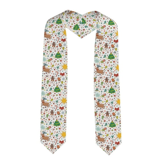 Zufioo Winter Christmas And New Year Deer Print Graduation Shawl Ribbon, Graduation Ribbon for Male and Female Graduates-Sharp Corner