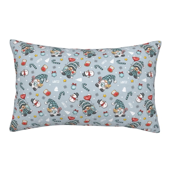 Zufioo Winter Gnome And Snowman Print Double-sided Plush Pillow Cover,Decorative Pillow Protector without Pillow Core, Suitable for Sofa, Bedroom, Car-14"x20"