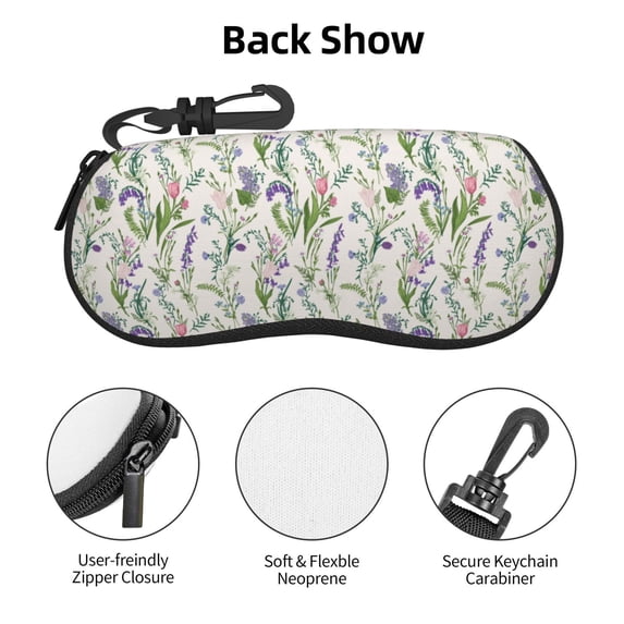 Zufioo Wisteria Flower Print Sunglasses Case Tactical Zipper Sunglasses Carrying Case for Men Women