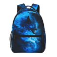 thumbnail image 1 of Zufioo Wolf Print Casual Student Backpack, Adjustable Shoulder Straps Multi-Function Multi-Pocket Sports Bag Travel Backpack, Unisex-One Size, 1 of 5