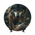 thumbnail image 1 of Zufioo Wolf With Basketball Print Bone China Decorative Plate, Ceramic Dinner Plate with Stand Ceramic Decoration Homewares-7in, 1 of 6