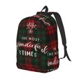 Zufioo Wonderful Time Christmas Canvas Backpack,Mens Small Backpack for