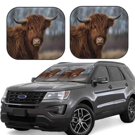 Zufioo Yak Print Folding Car Windshield Sun Visor, Anti-ultraviolet Sun Visor, Suitable for Trucks, Vans Car Accessories-Small