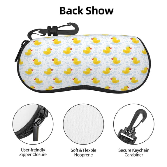 Zufioo Yellow Rubber Duck Print Sunglasses Case Tactical Zipper Sunglasses Carrying Case for Men Women