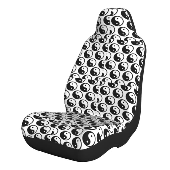 Zufioo Yin Yang Print Car Seat Protectors, SUV, Truck, Van Seat Covers - Strap Design, High Elasticity and Dustproof, Car Interior Protectors Auto Parts-2 PCS