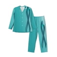 thumbnail image 1 of Zufioo a Teal Ribbonin Mens Pajamas Set, Mens Long-Sleeved Pajama and Pajama Pants,Pajamas Para Hombres,Men's Sleepwear-, 1 of 7