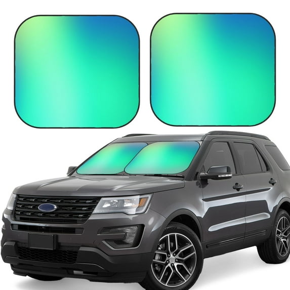 Zufioo blue green colors Print Folding Car Windshield Sun Visor, Anti-ultraviolet Sun Visor, Suitable for Trucks, Vans Car Accessories-Large