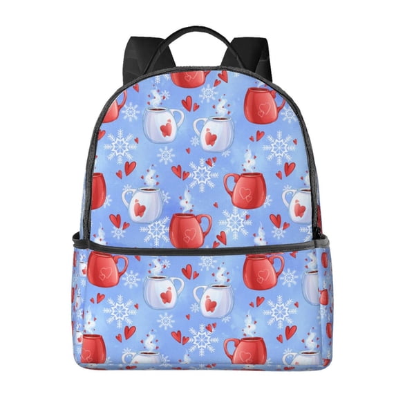 Zufioo coffee love cup winter Print Fashion Large Capacity Backpack, Zippered Multi-compartment Travel Work Campus Lightweight Backpack, Unisex