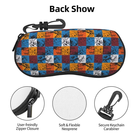 Zufioo colorful plaid Dinosaur Print Sunglasses Case Tactical Zipper Sunglasses Carrying Case for Men Women