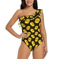 thumbnail image 1 of Zufioo cute duck Print One-shoulder Ruffled One-piece Swimsuit, High Elastic Integrated Removable Chest Pad Swimsuit Suitable for Beach, Pool and Vacation-Medium, 1 of 6