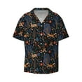 Zufioo fall fox deer bird Print Mens Button Down Short Sleeve Shirt