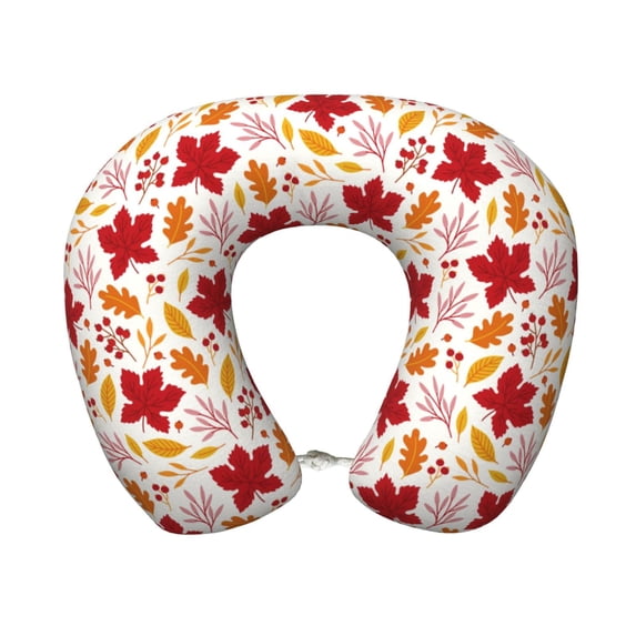 Zufioo fall laef Maple for Memory Foam U-shaped Pillow, Buckle and Invisible Zipper Neck Head Support Airplane Pillow for Travel Car Home-One Size