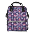 thumbnail image 1 of Zufioo leaf flower Skull colorful Print Large capacity mommy bag, diaper bag, waterproof parent-child backpack, multi-pocket design backpack suitable for travel and shopping, 1 of 6