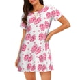 thumbnail image 1 of Zufioo pink polka dot bows Print Women's Nightgown, Round Neck Short-sleeved Pajamas, Home Wear Suitable for Home and Outing, 1 of 6