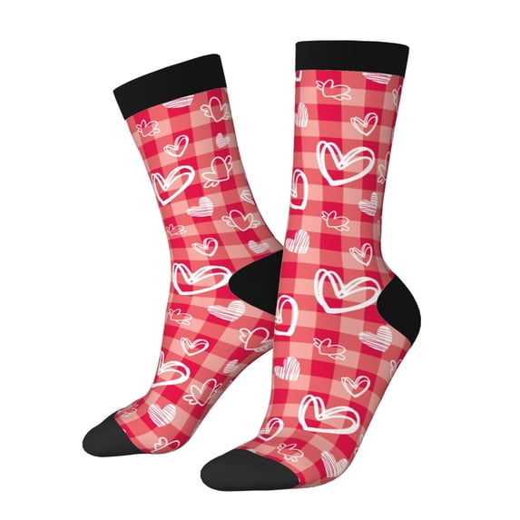 Zufioo valentine day with heart Thigh High Socks,Knee High Socks For Women and men,Over the Calf Tube Socks.Athletic Socks