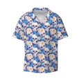 Zufioo white Skull blue daisy Print Mens Button Down Short Sleeve Shirt