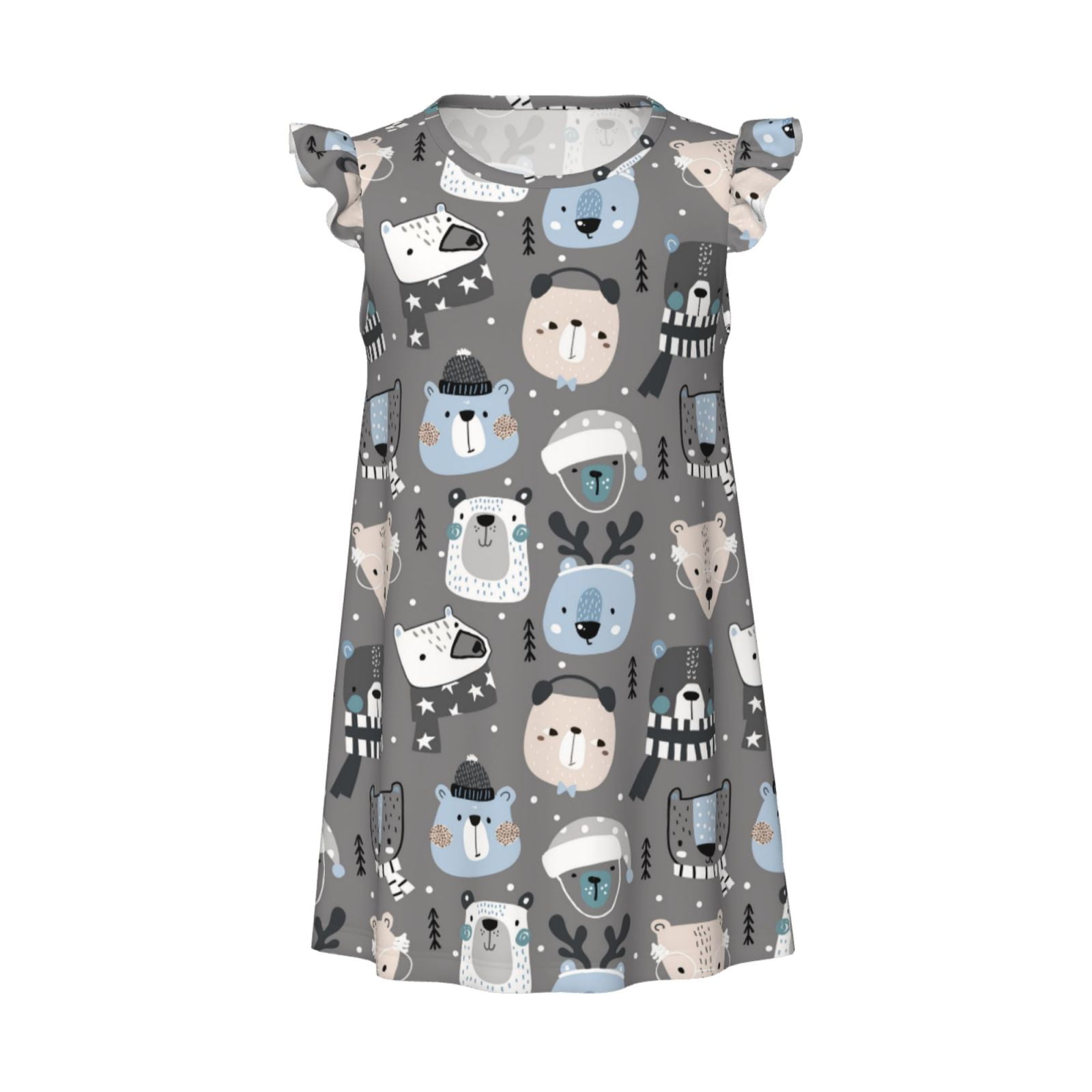 Zufioo winter Scarf cute beer Girls Nightgowns Toddler Girl Pajamas