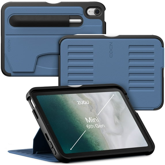 Zugu Case for 2021 iPad Mini 6/7 Gen (A17 Pro) - Slim Case - Apple Pencil Pocket - 5 ft. Drop Protection - Secure 7 Angle Magnetic Stand - Sleep/Wake Cover (Fits Models A2567, A2568 , A2569) Slate