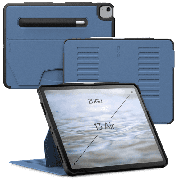 Zugu Case for iPad Air 13 Inch (M2/M3) 2024/2025, Slim Protective Cover with Apple Pencil Holder, Auto Wake/Sleep, Multiple Viewing Angles - Slate