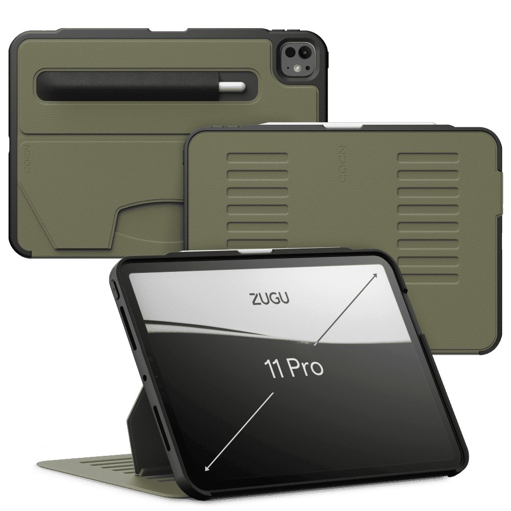 Zugu Case for iPad Pro 11 (M4/M5) 2024/2025, Slim Protective Cover with Apple Pencil Holder, Auto Wake/Sleep, Multiple Viewing Angles - iPad Pro 11 Inch Case, iPad 11 Case - Olive