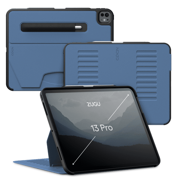 Zugu Case for iPad Pro 13 (M4/M5) 2024/2025, Slim Protective Cover with Apple Pencil Holder, Auto Wake/Sleep, Multiple Viewing Angles - iPad Pro 13 Inch Case, iPad 13 Case - Slate Blue