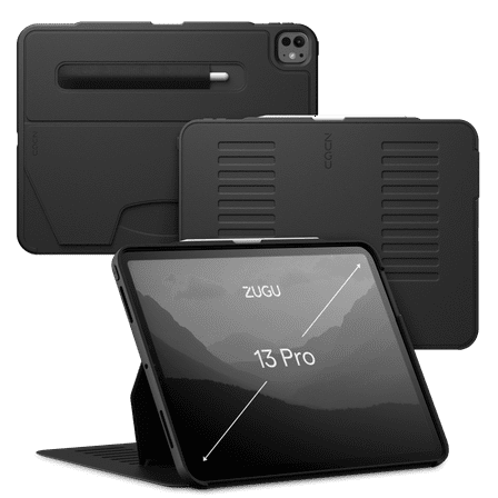 Zugu Case for iPad Pro 13 (M4/M5) 2024/2025, Slim Protective Cover with Apple Pencil Holder, Auto Wake/Sleep, Multiple Viewing Angles - iPad Pro 13 Inch Case, iPad 13 Case - Black