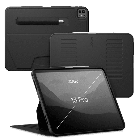 Zugu Case for iPad Pro 13 (M4/M5) 2024/2025, Slim Protective Cover with Apple Pencil Holder, Auto Wake/Sleep, Multiple Viewing Angles - iPad Pro 13 Inch Case, iPad 13 Case - Black