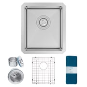 zuhne modena 13 x 15 inch wet bar, small prep, rv and utility kitchen sink undermount single bowl 16 gauge stainless steel w. scratch protector grate and drain strainer, fits 15 cabinet