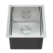 Zuhne Modena 15 x 17 Inch Undermount Single Bowl 16 Gauge Stainless Steel Bar or Prep Kitchen Sink