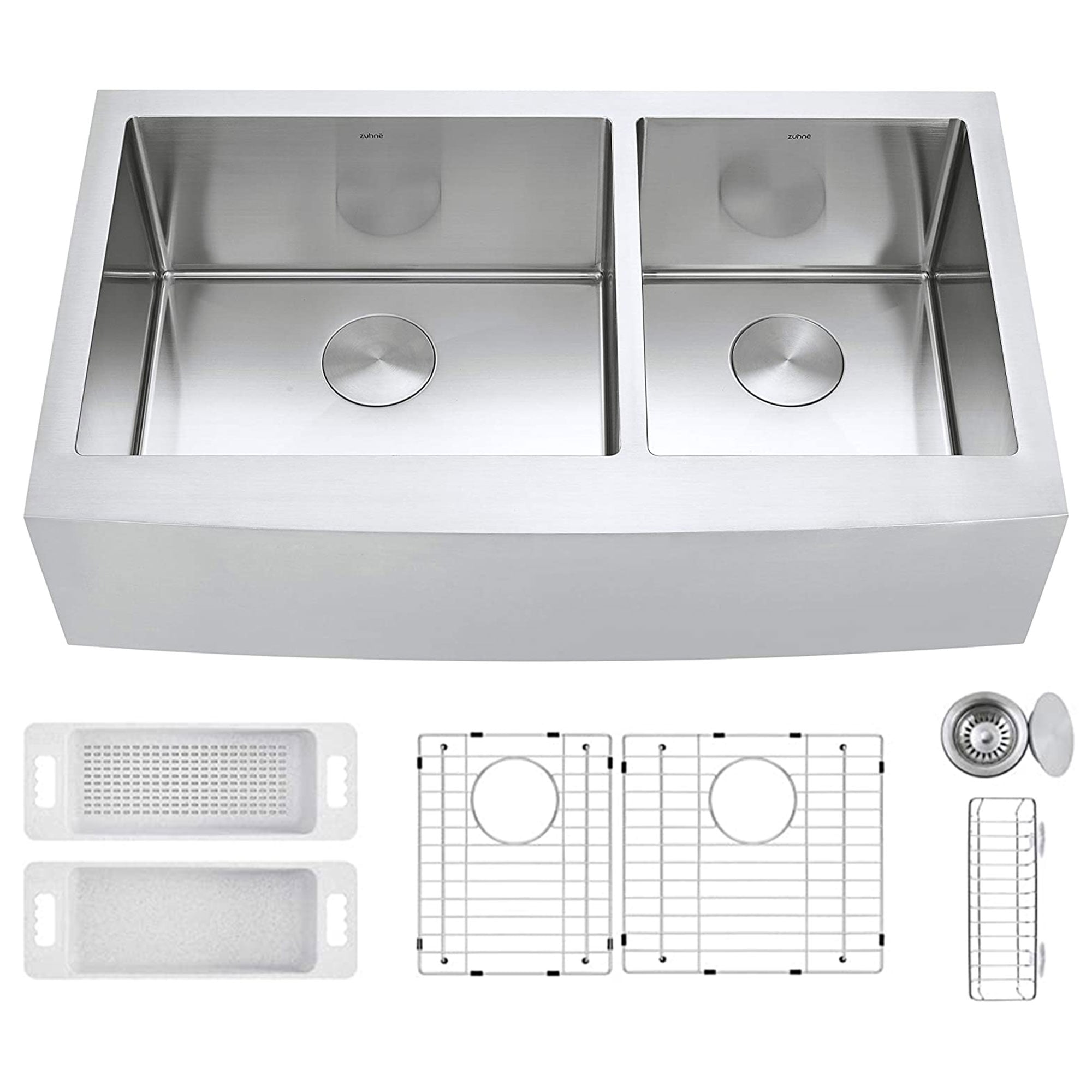 33'' Brushed Stainless Steel Double Bowl Farmhouse Sink