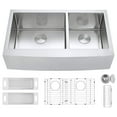 thumbnail image 1 of Zuhne Deep Double Basin Farmhouse Sink with 33 Inch Curved Apron Front, 1 of 9