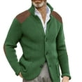 thumbnail image 1 of Zuhui Winter Sweaters for Men Casual Button Cuff Shoulder Patch Slim Warm Sweater Cardigan JacketLapel Long Sleeve Knit Jacket Green, 1 of 4